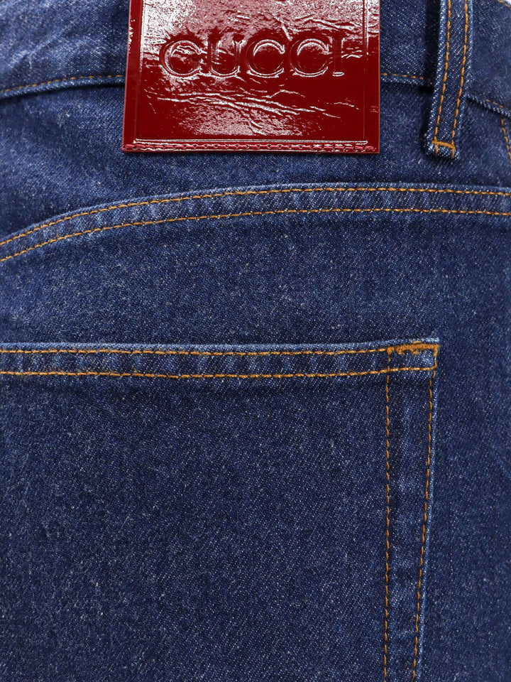 Cotton jeans with back logo patch