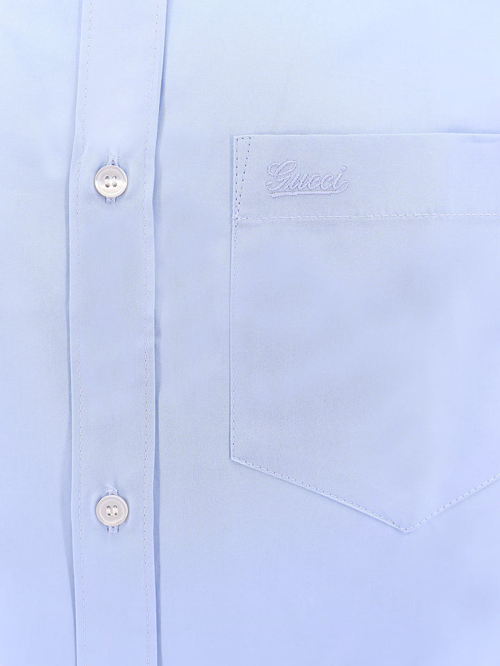 Cotton shirt with breast pocket with Gucci embroidery