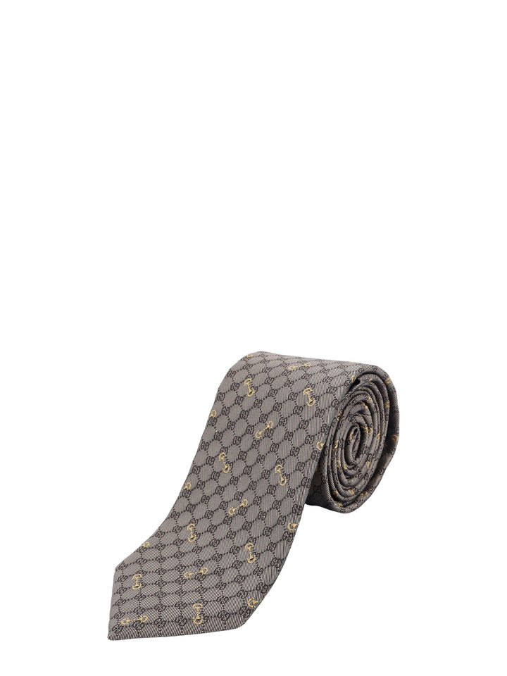 Silk tie with iconic Horsebit detail embroidery