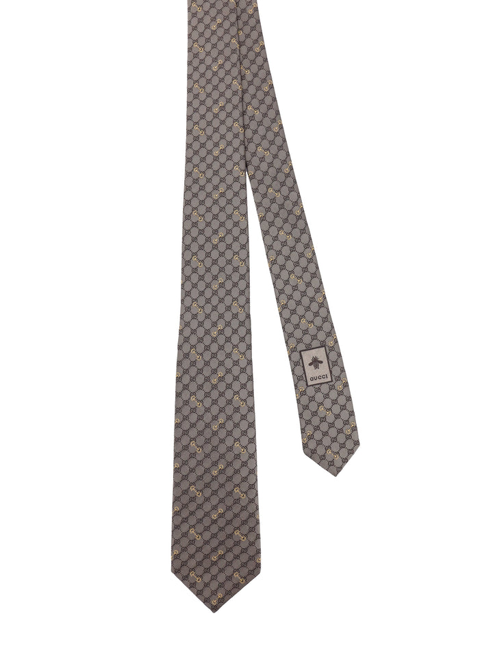 Silk tie with iconic Horsebit detail embroidery