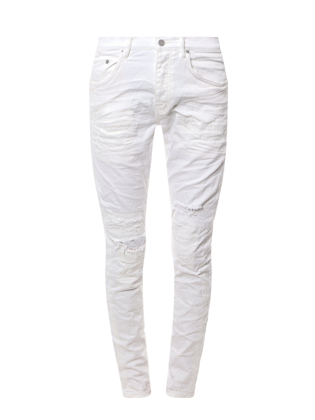 Stretch cotton trouser with ripped effect