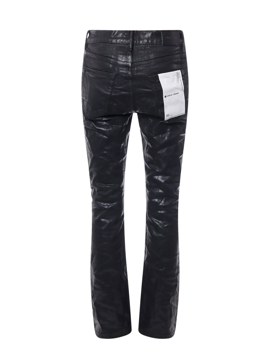 Coated cotton trouser with back logo patch