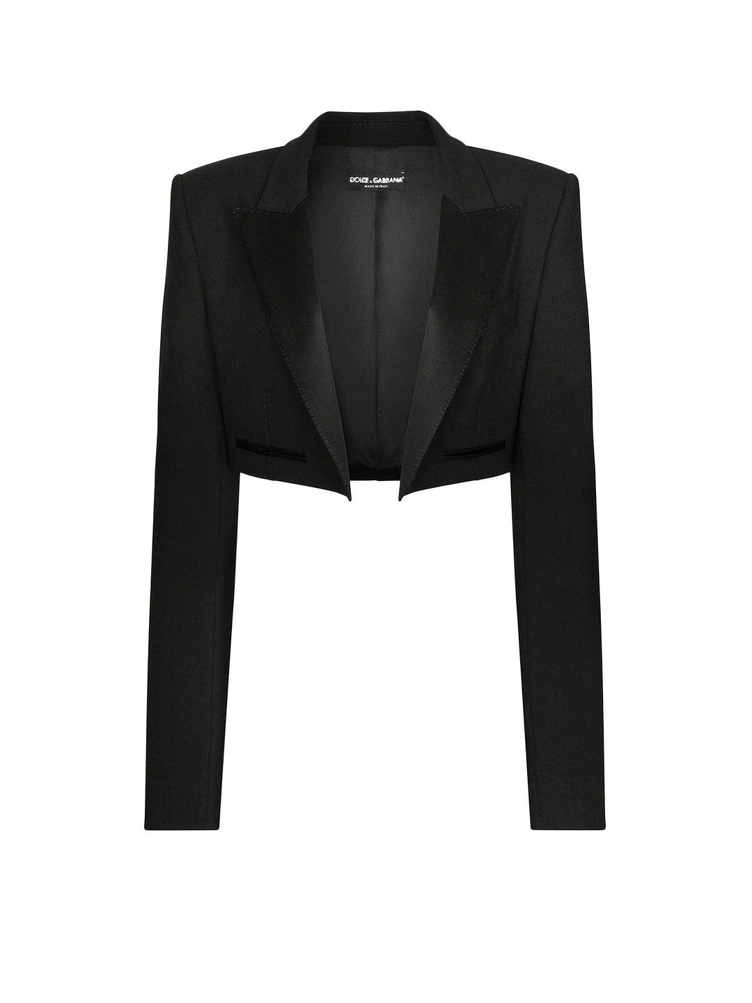 Virgin wool blazer with satin profiles