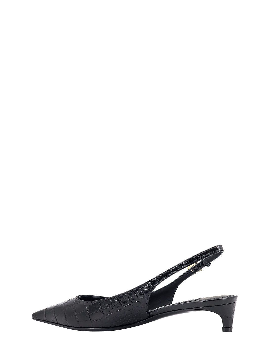 Croco print leather slingback