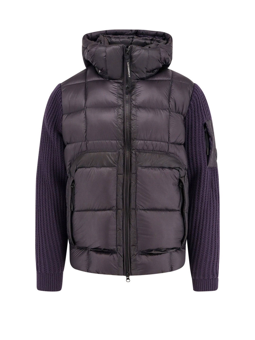 D.D. Shell padded jacket with ribbed knitted inserts