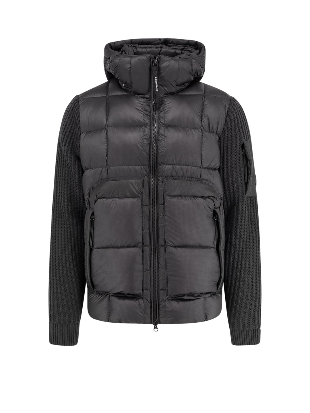 D.D. Shell padded jacket with ribbed knitted inserts