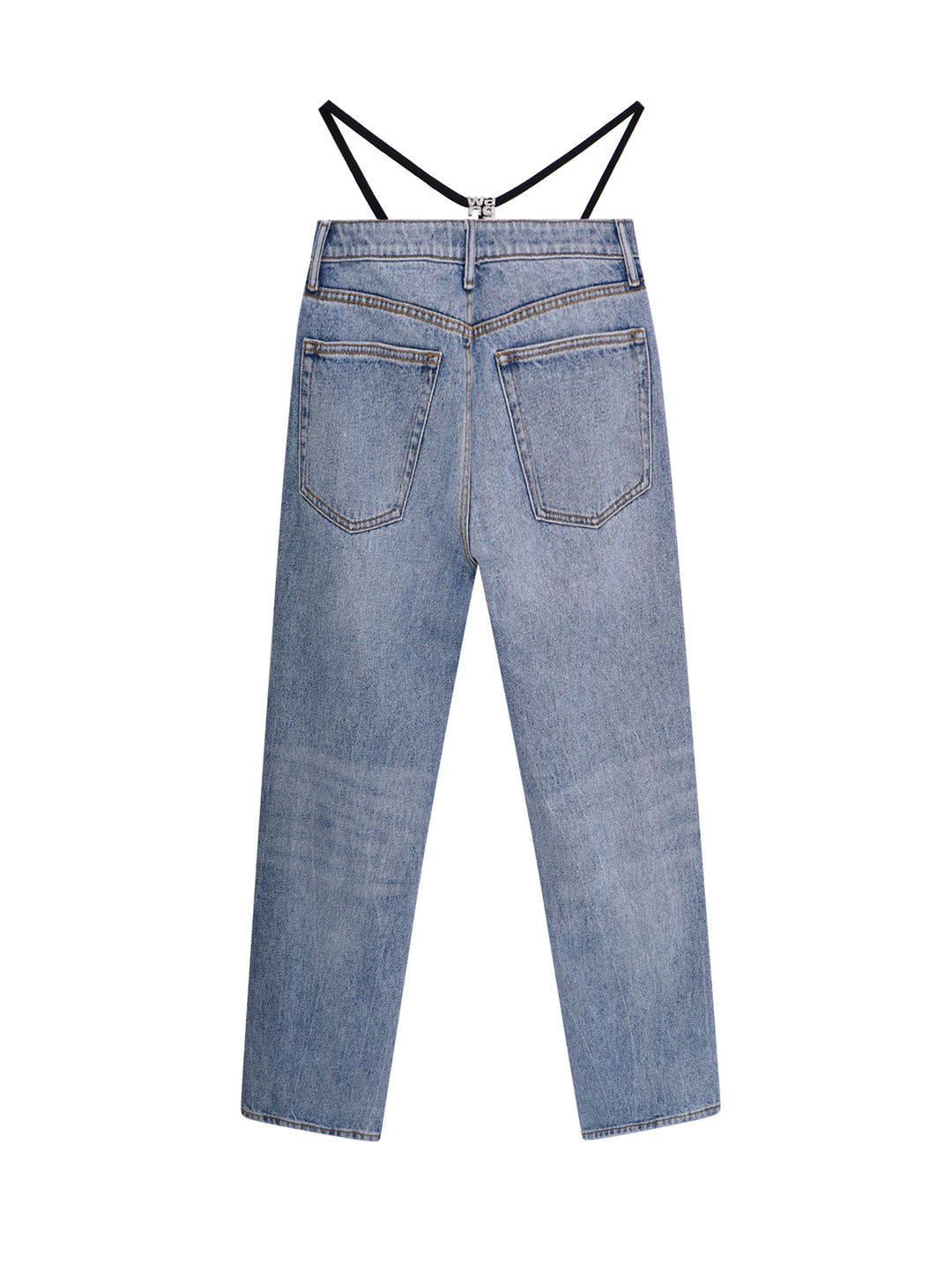 Cotton jeans with back metal logo with rhinestones