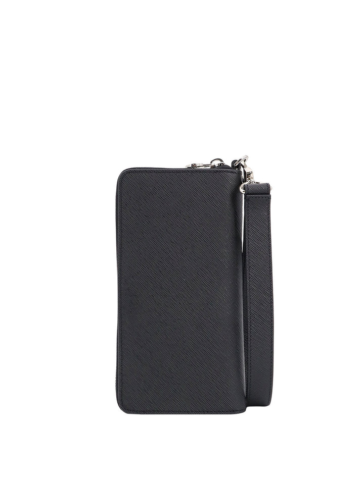 Leather phone case with metal logo