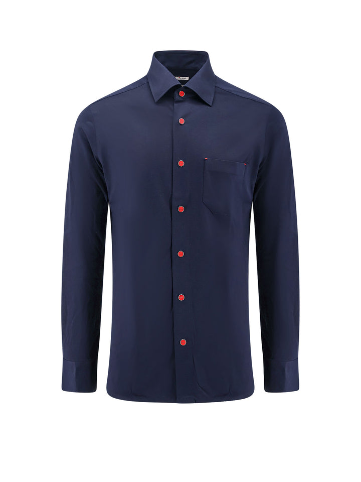 Cotton shirt with enamelled buttons