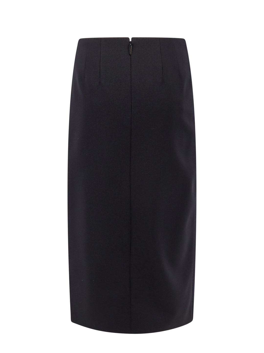 Virgin wool Longuette skirt with slits and silk lining