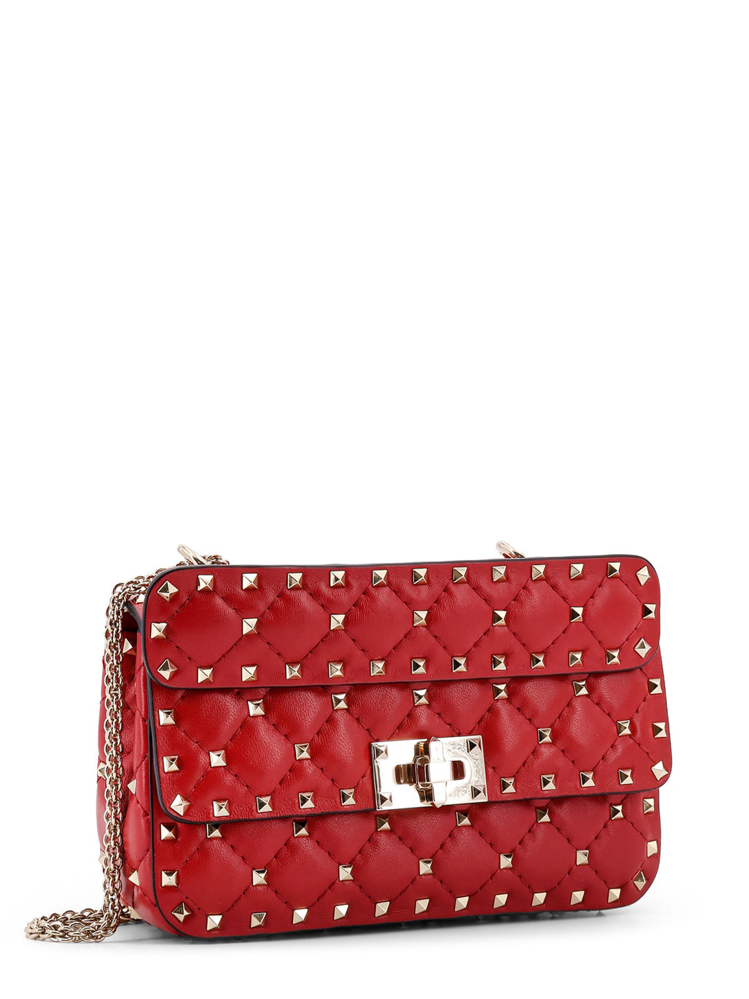 Quilted leather shoulder bag with iconic studs