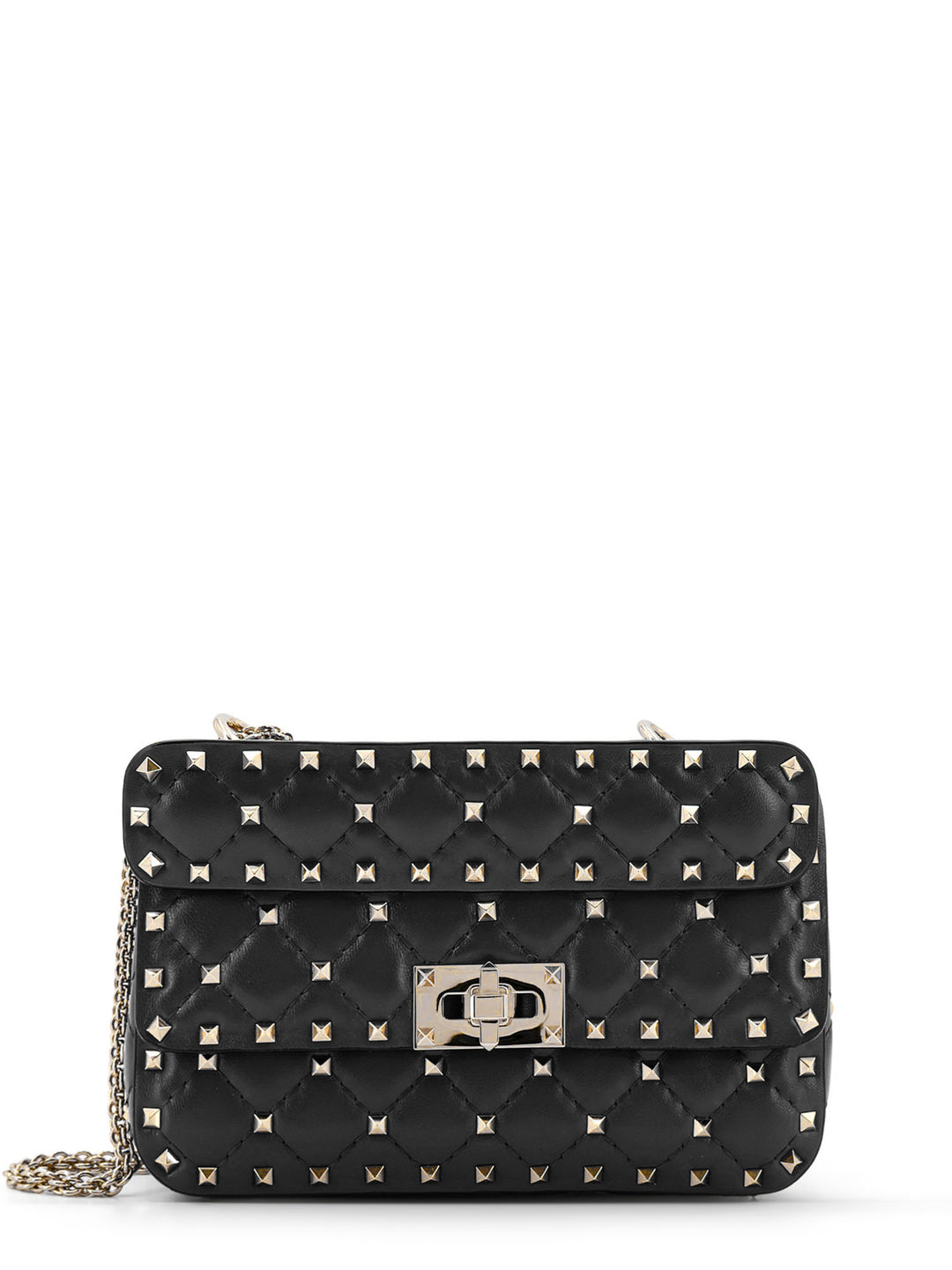 Leather shoulder bag with iconic metal studs