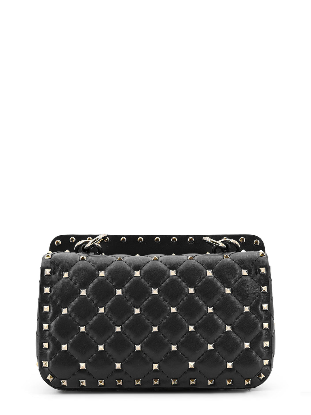 Leather shoulder bag with iconic metal studs