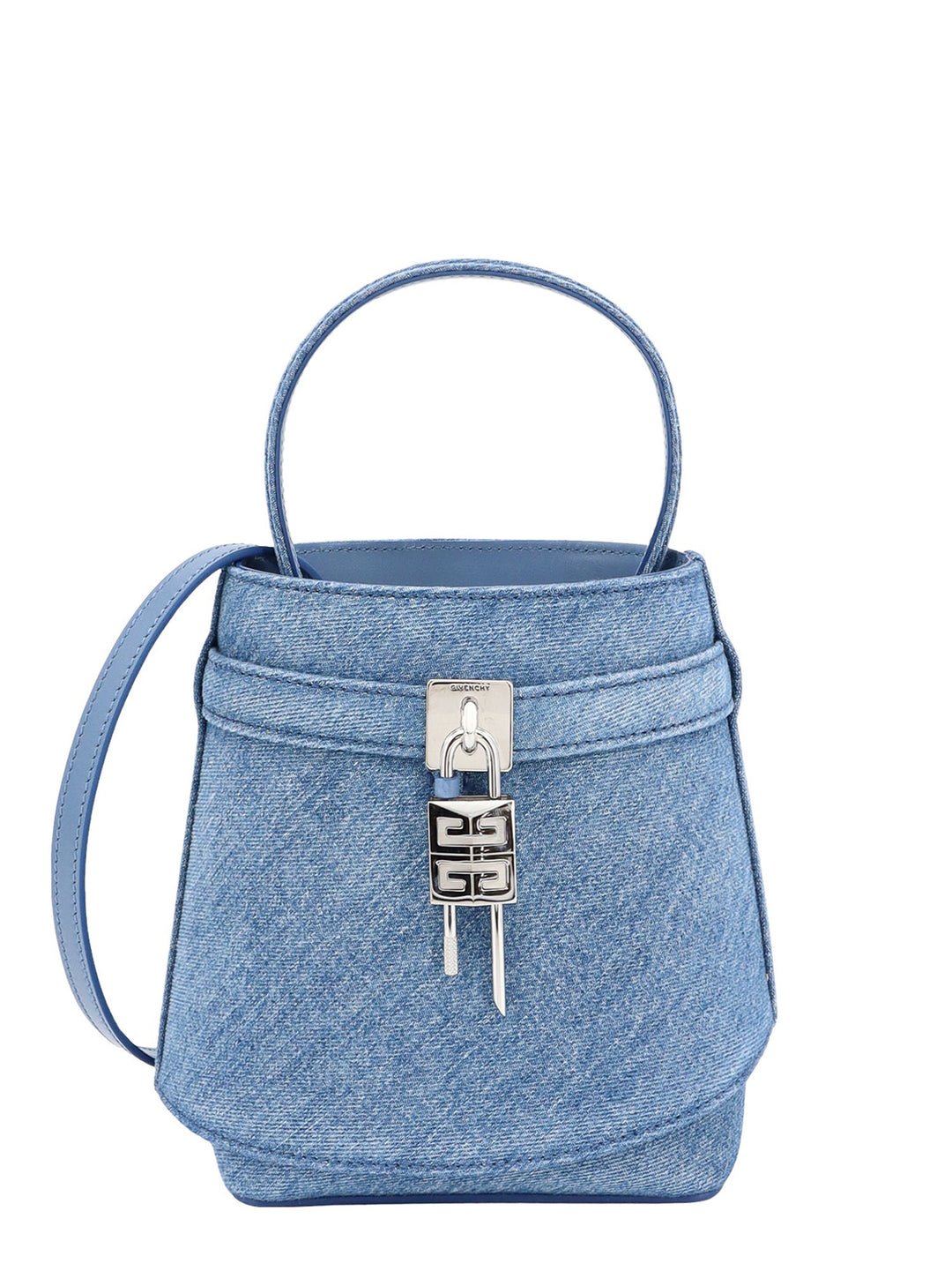 Denim bucket bag with 4G padlock