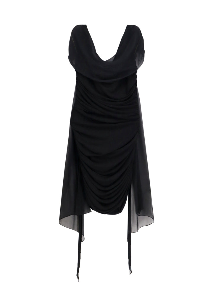 Stretch viscose dress with drapery