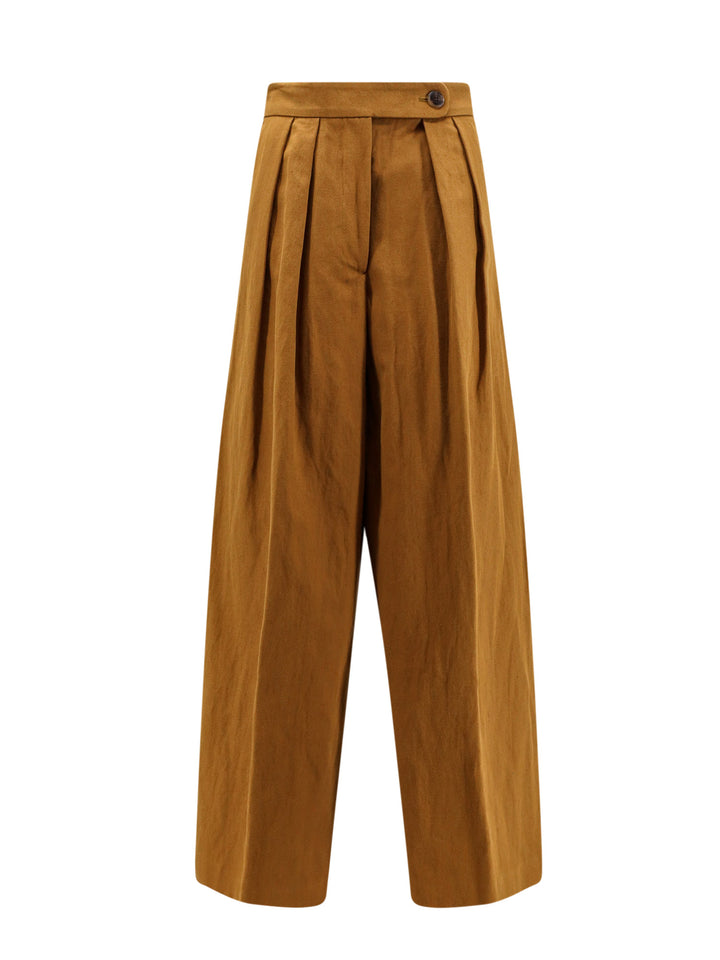 Cotton and linen trouser with frontal pinces