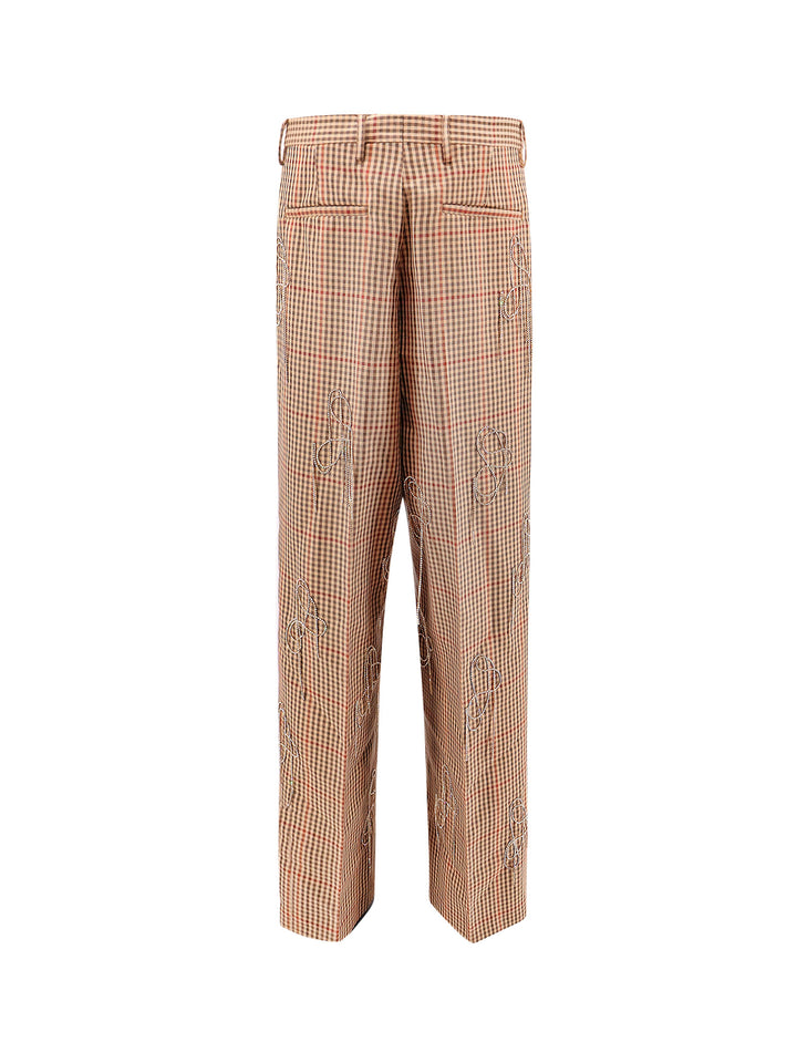 Wool trouser with check motif