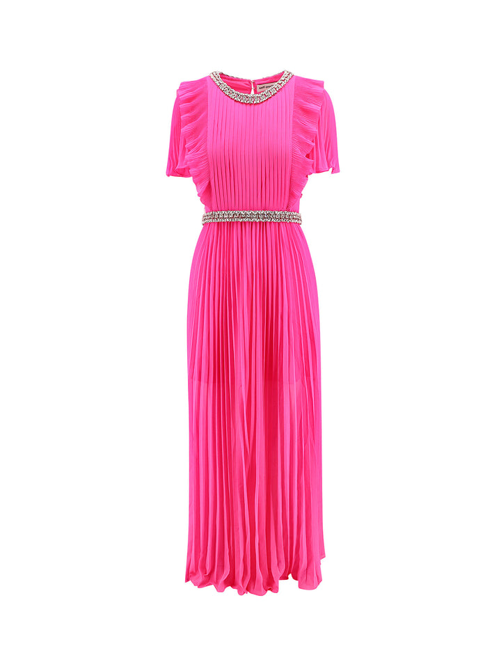 Chiffon maxi dress with rhinestones