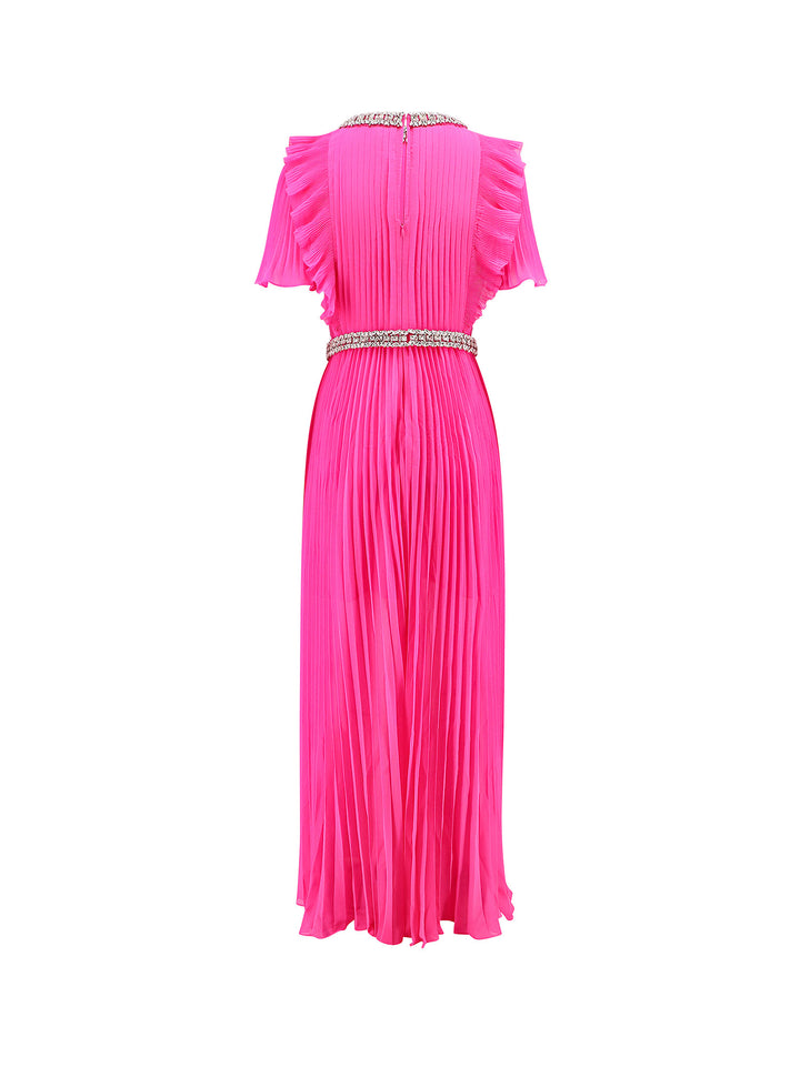 Chiffon maxi dress with rhinestones