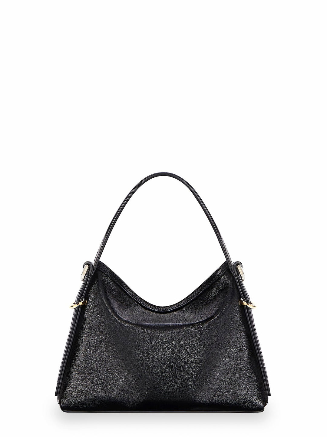 Leather shoulder bag with frontal straps