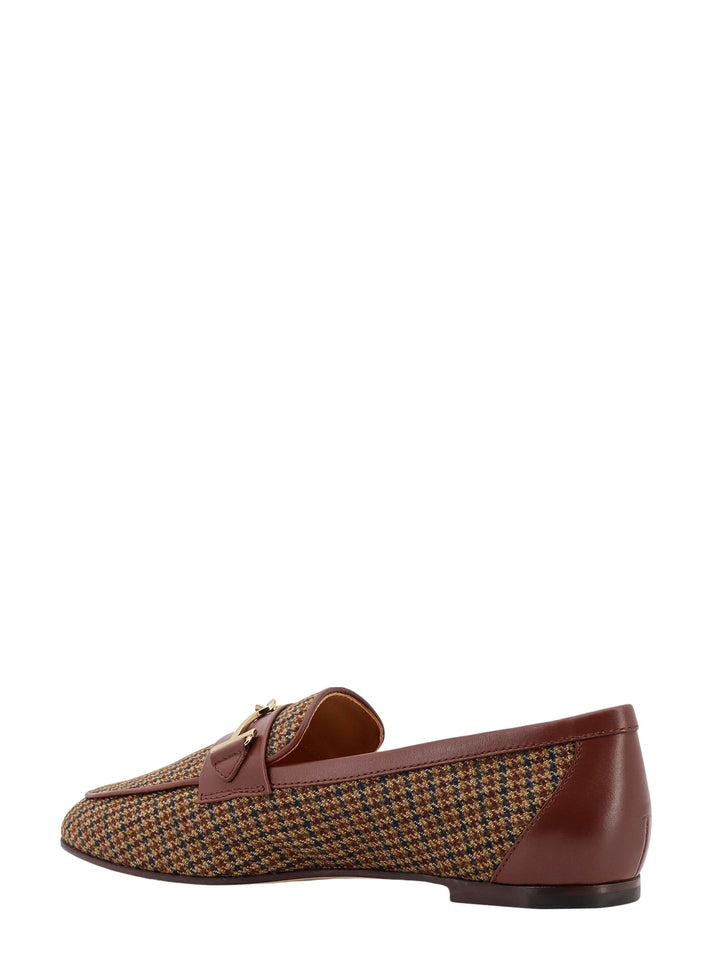 Fabric and leather loafer with pied de poule motif