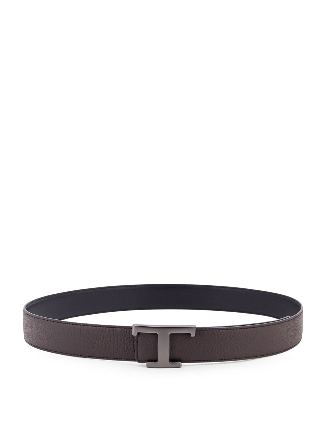 Hammered leather belt with T Timeless buckle