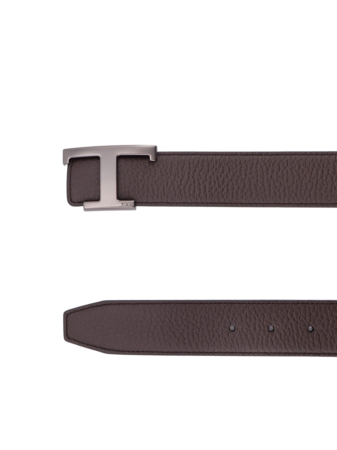 Hammered leather belt with T Timeless buckle