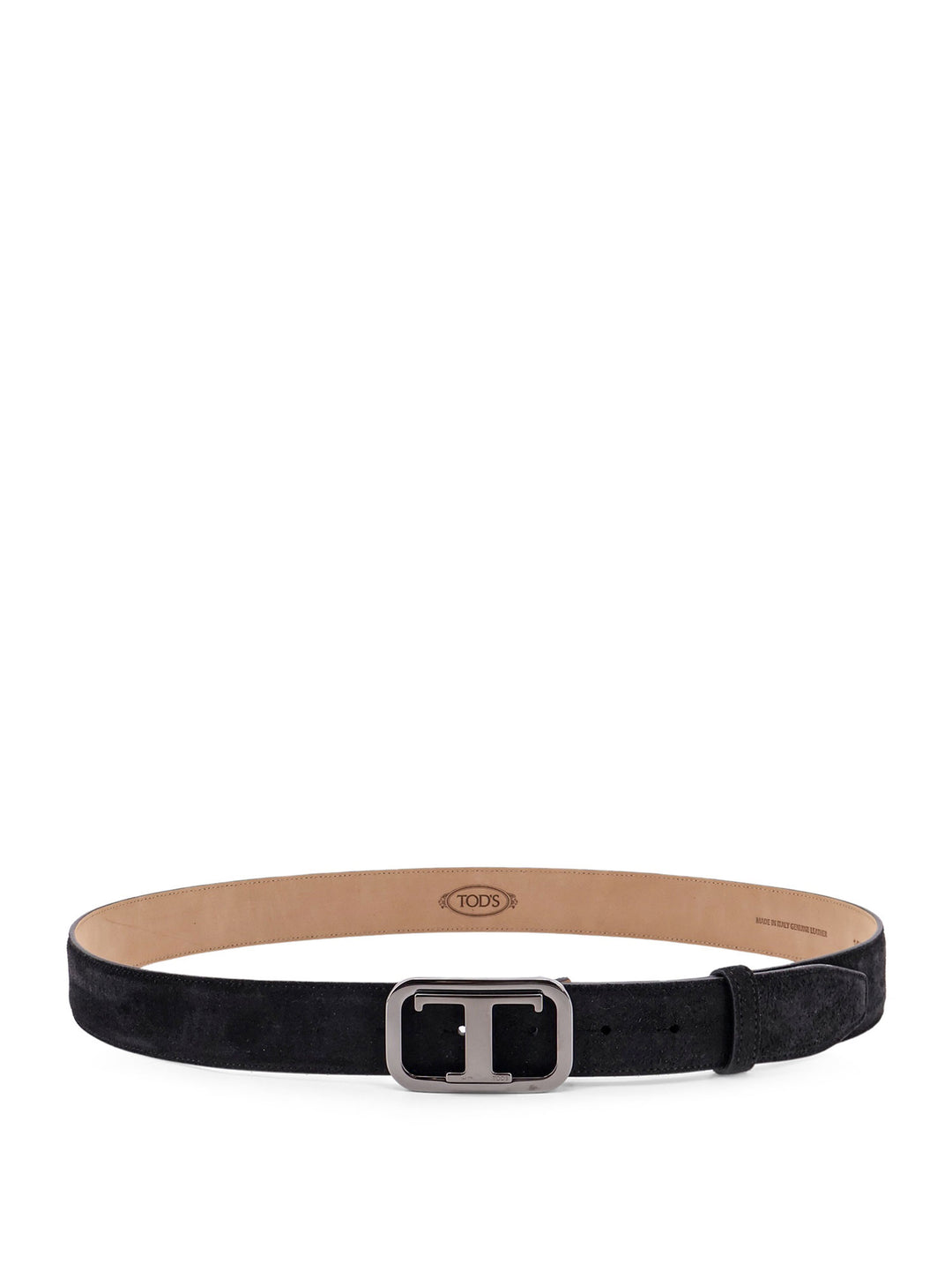 Leather belt with rectangular buckle and Tod's T Monogram metal detail