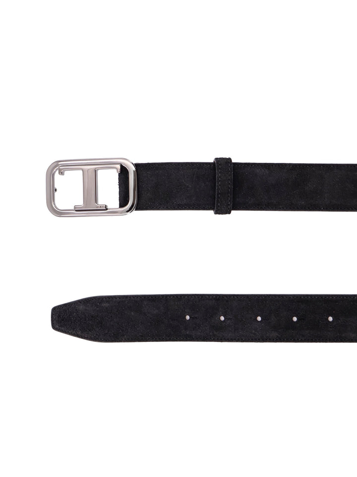 Leather belt with rectangular buckle and Tod's T Monogram metal detail