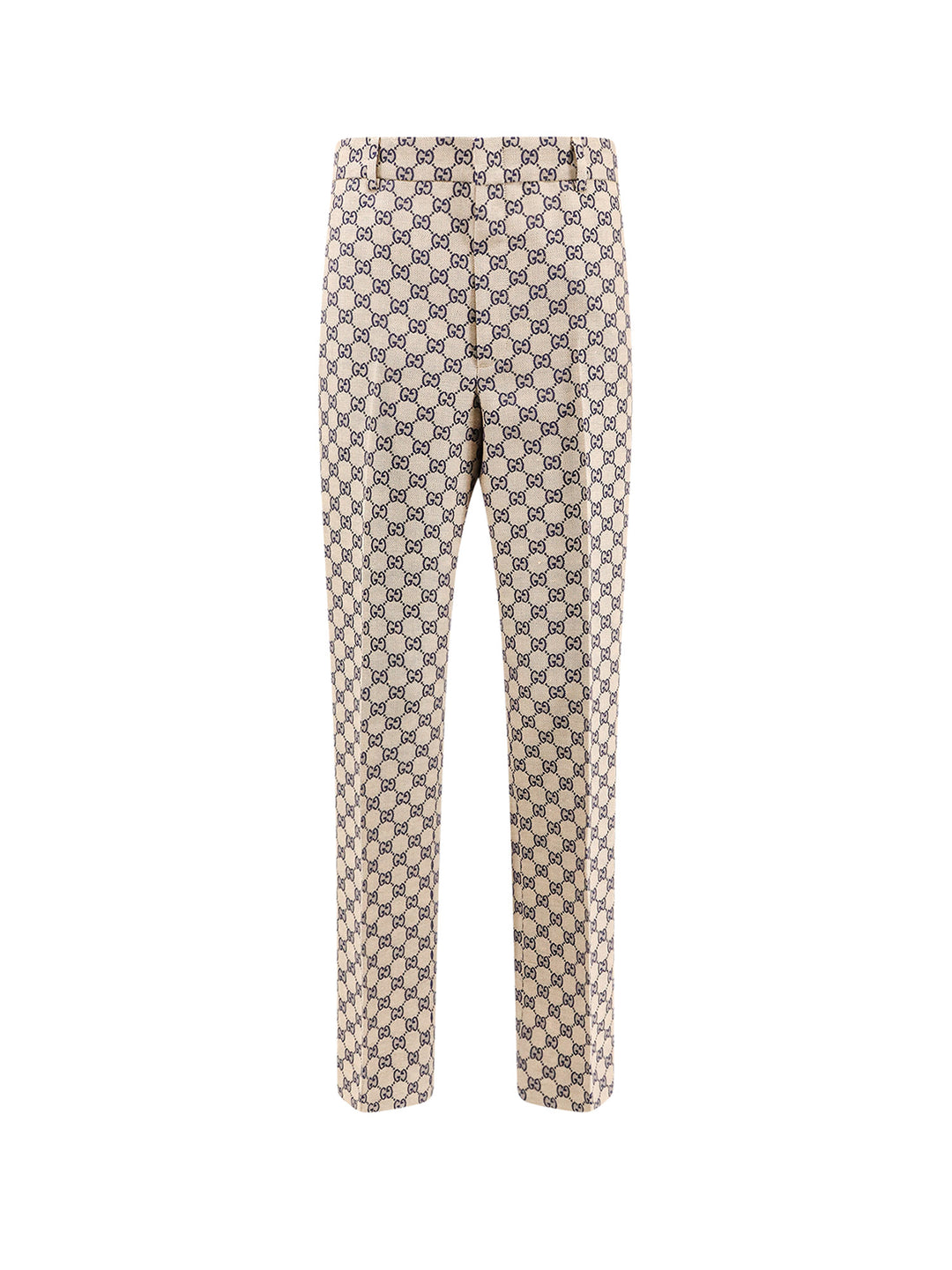 Linen blend trouser with all-over GG motif