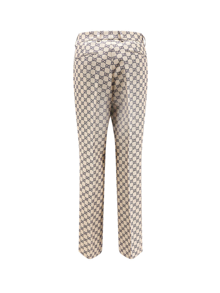 Linen blend trouser with all-over GG motif