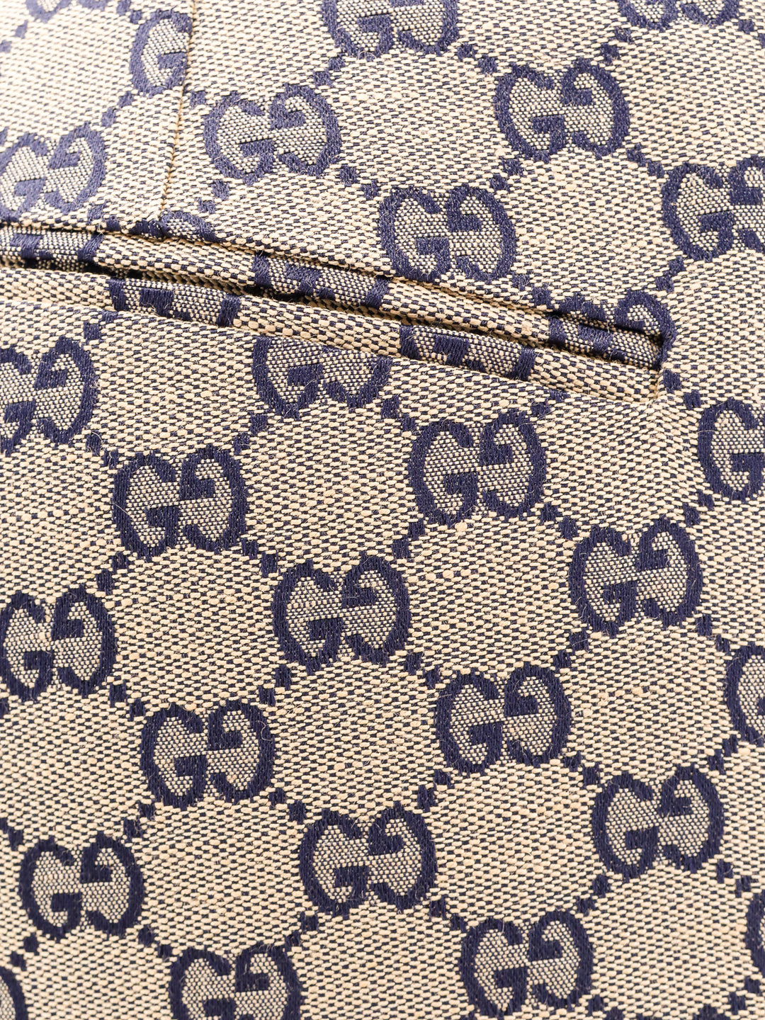 Linen blend trouser with all-over GG motif