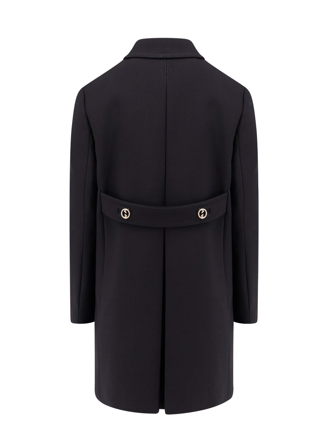 Double-breasted wool coat with Incrocio GG Tondo metal buttons