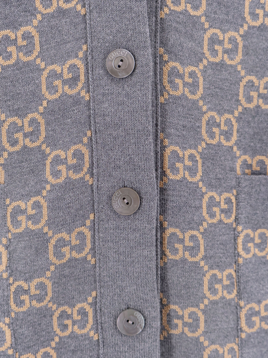 Wool blend cardigan with all-over GG motif