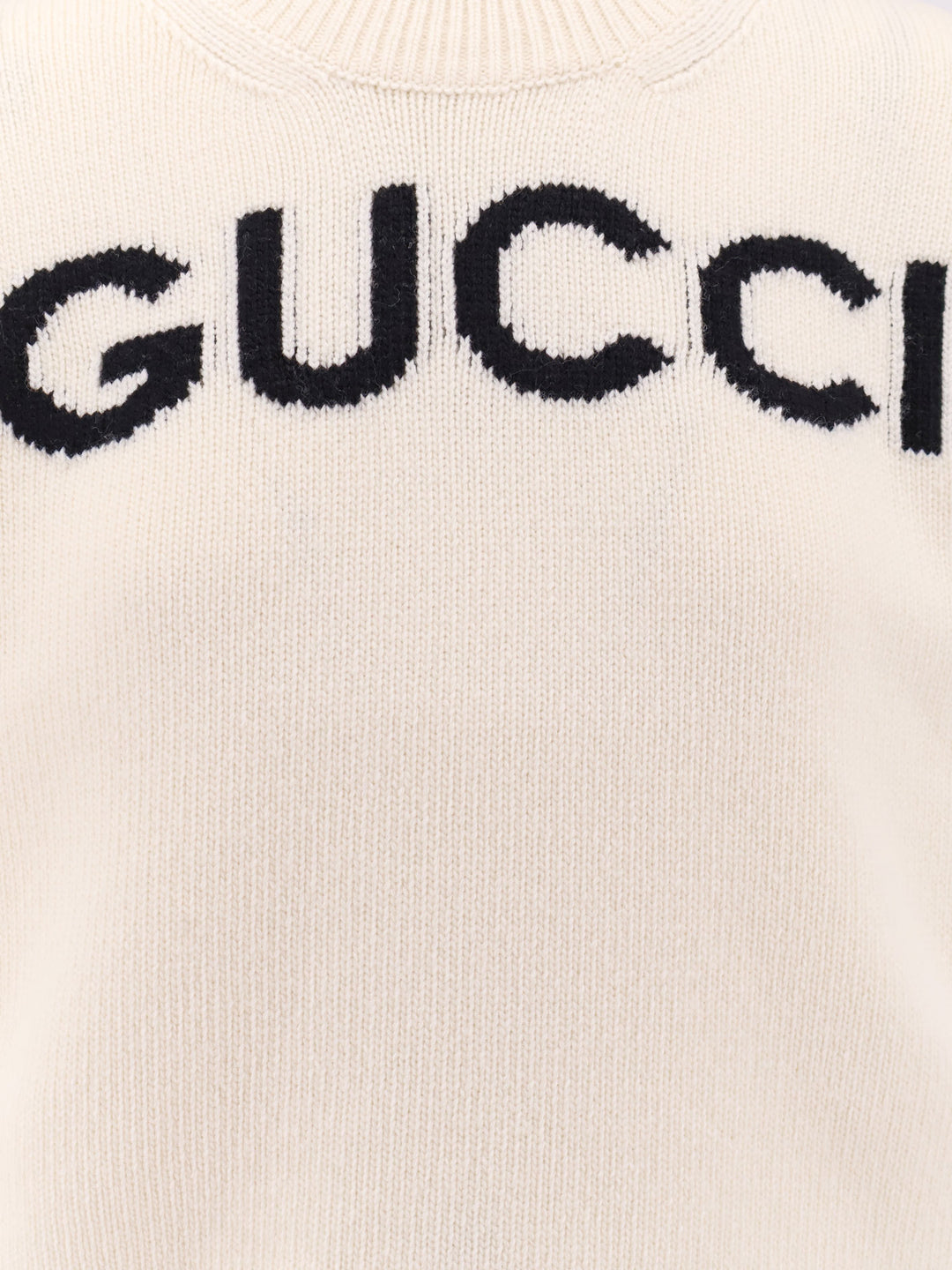 Wool sweater with GUCCI embroidery on the front