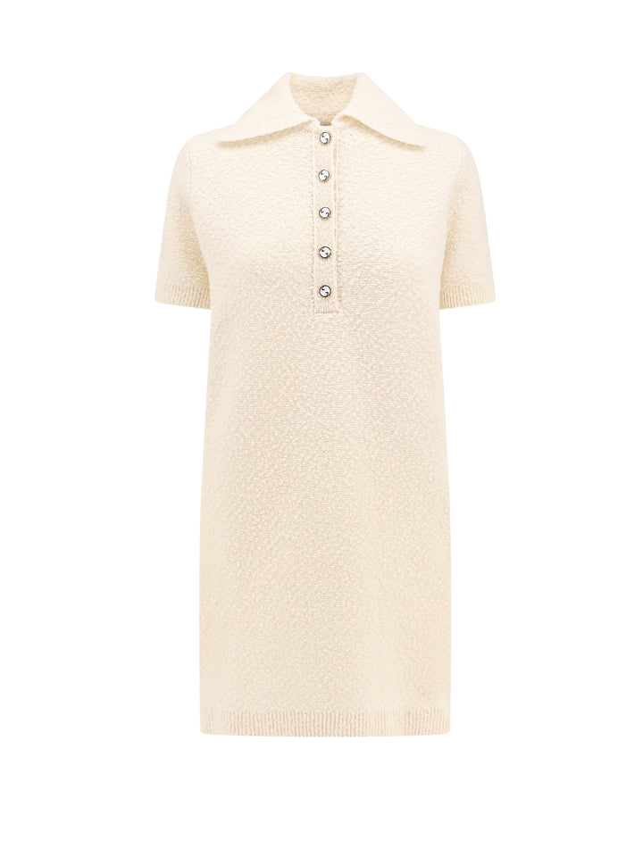 Wool blend dress with logoed buttons