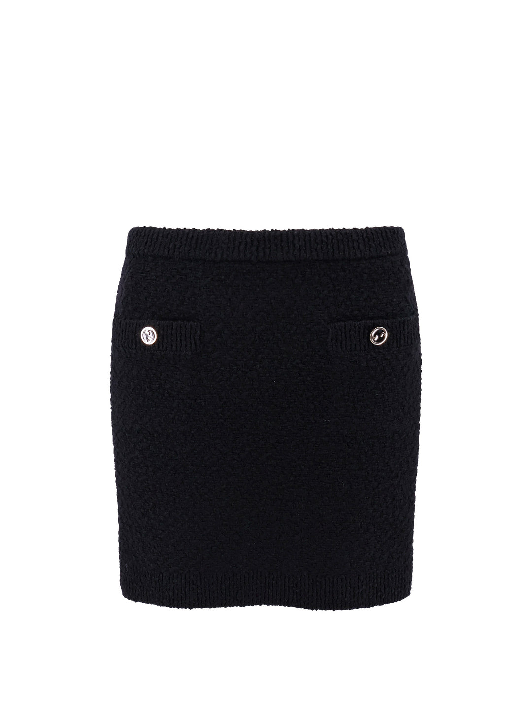 Wool skirt with bouclé effect, mini lenght and pockets with ribbed profiles and GG enamelled buttons