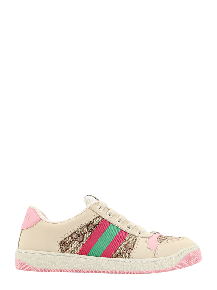 GG Fabric and leather sneakers with lateral Web Band