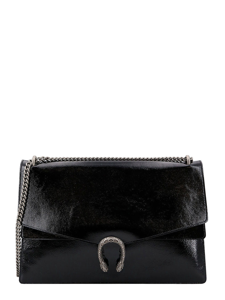 Patent leather shoulder bag with iconic Tiger's head