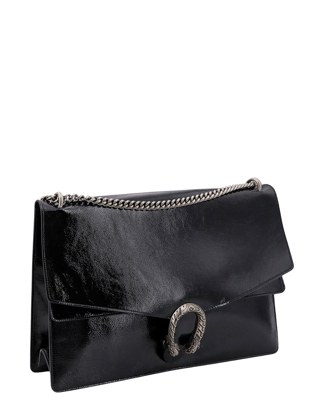 Patent leather shoulder bag with iconic Tiger's head