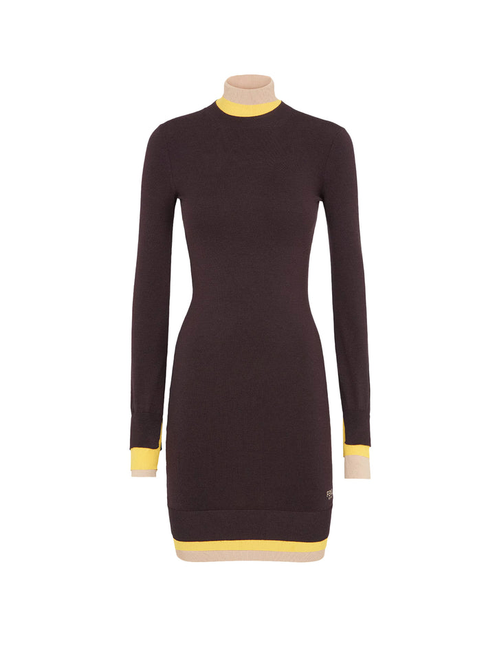 Mini wool dress with contrasting details