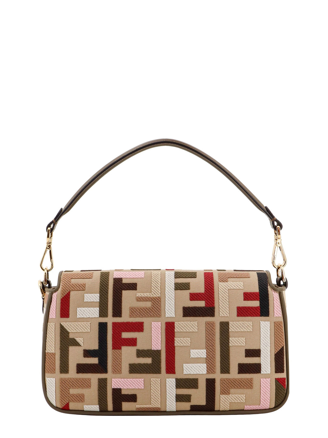 Canvas shoulder bag with multicolor FF motif