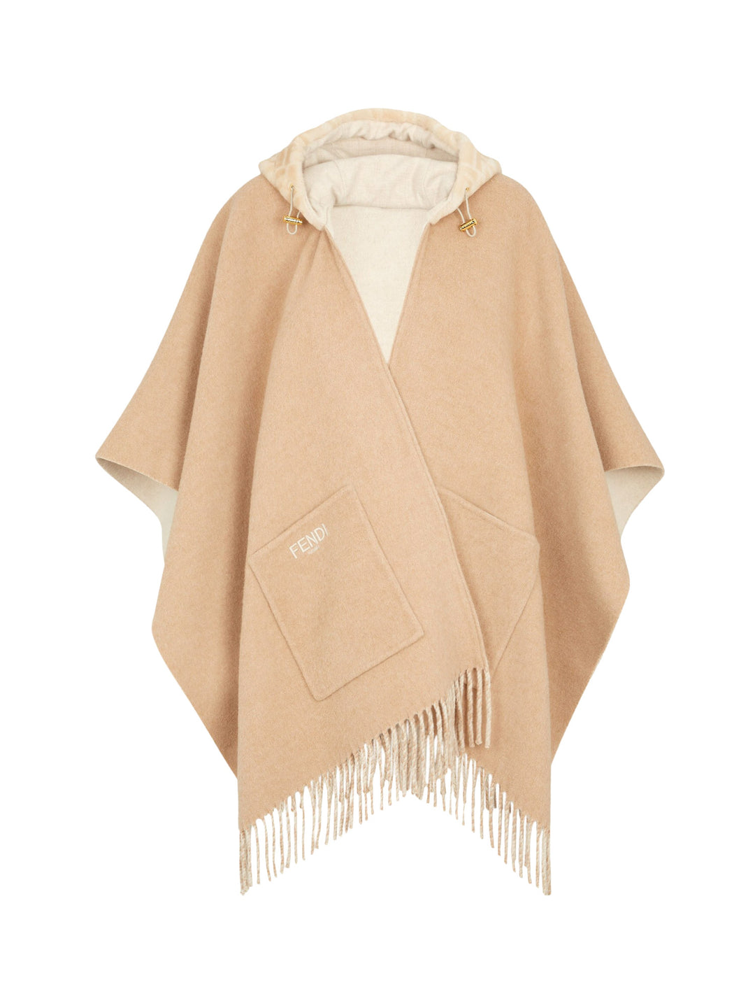 Double cashmere and wool poncho