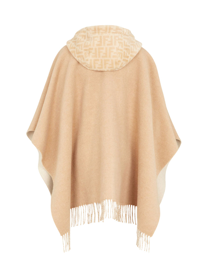 Double cashmere and wool poncho