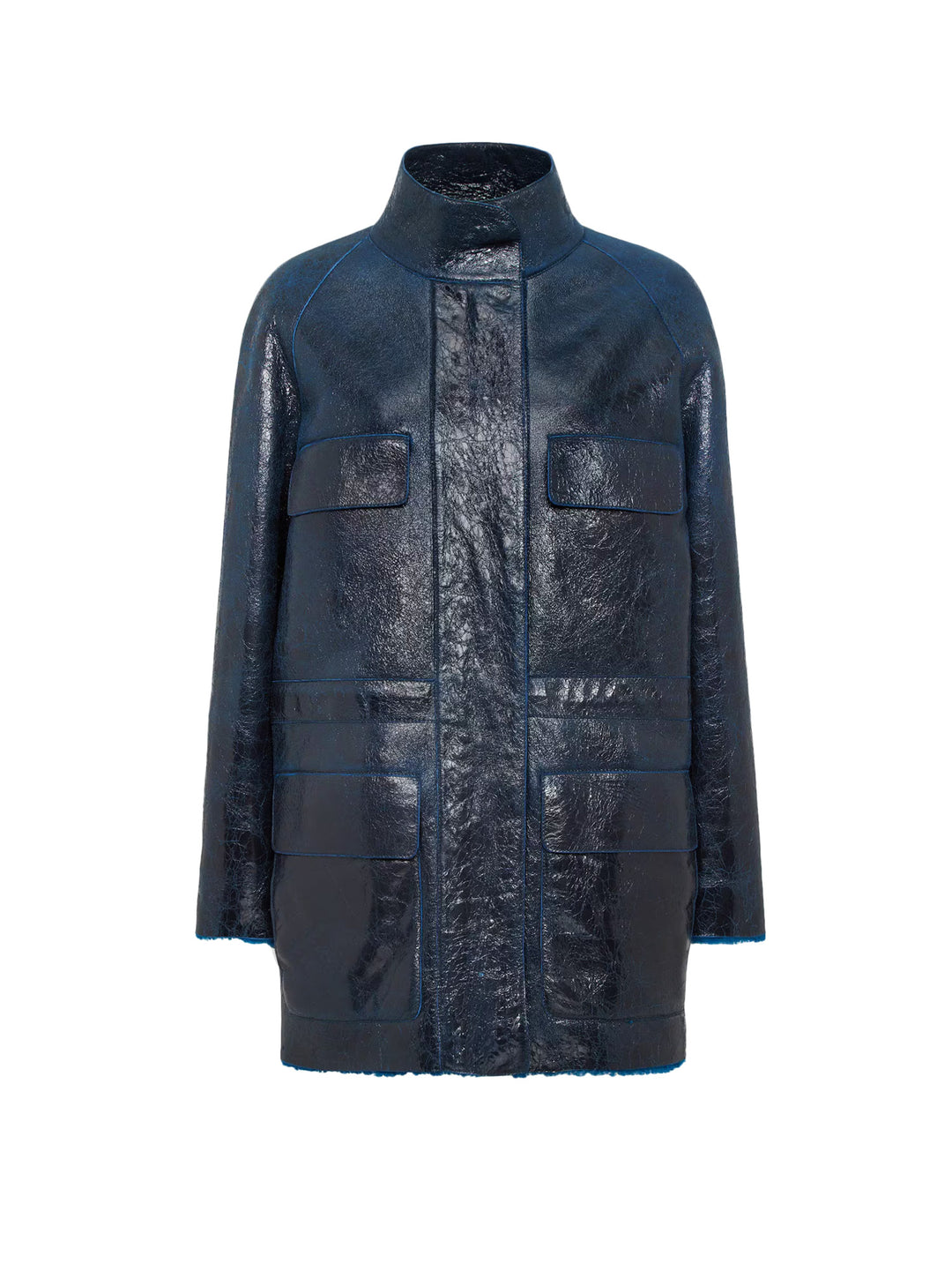 Shearling jacket with laminated effect