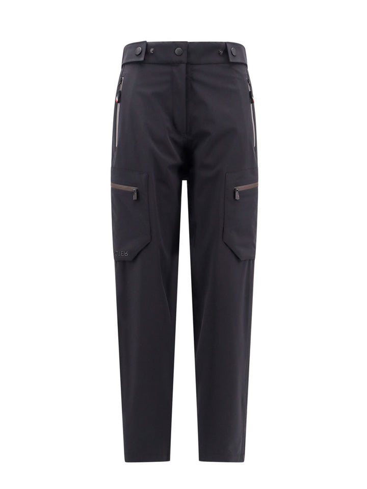 Stretch nylon trouser with logo patch