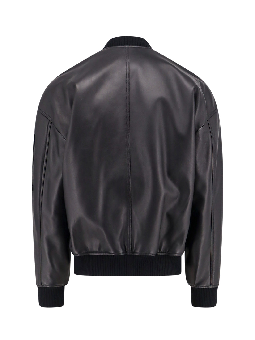 Leather jacket with logoed slider