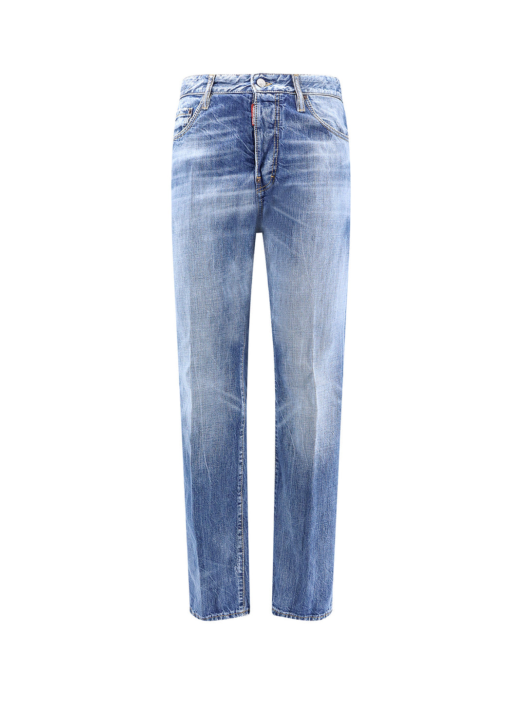 Cotton jeans with suede logo patch