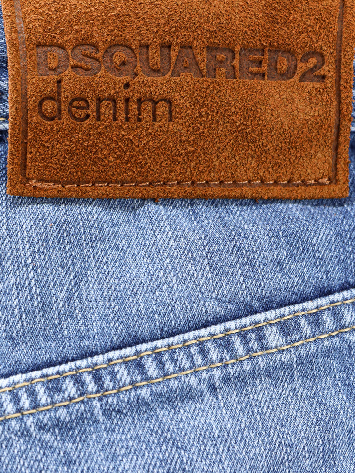 Cotton jeans with suede logo patch