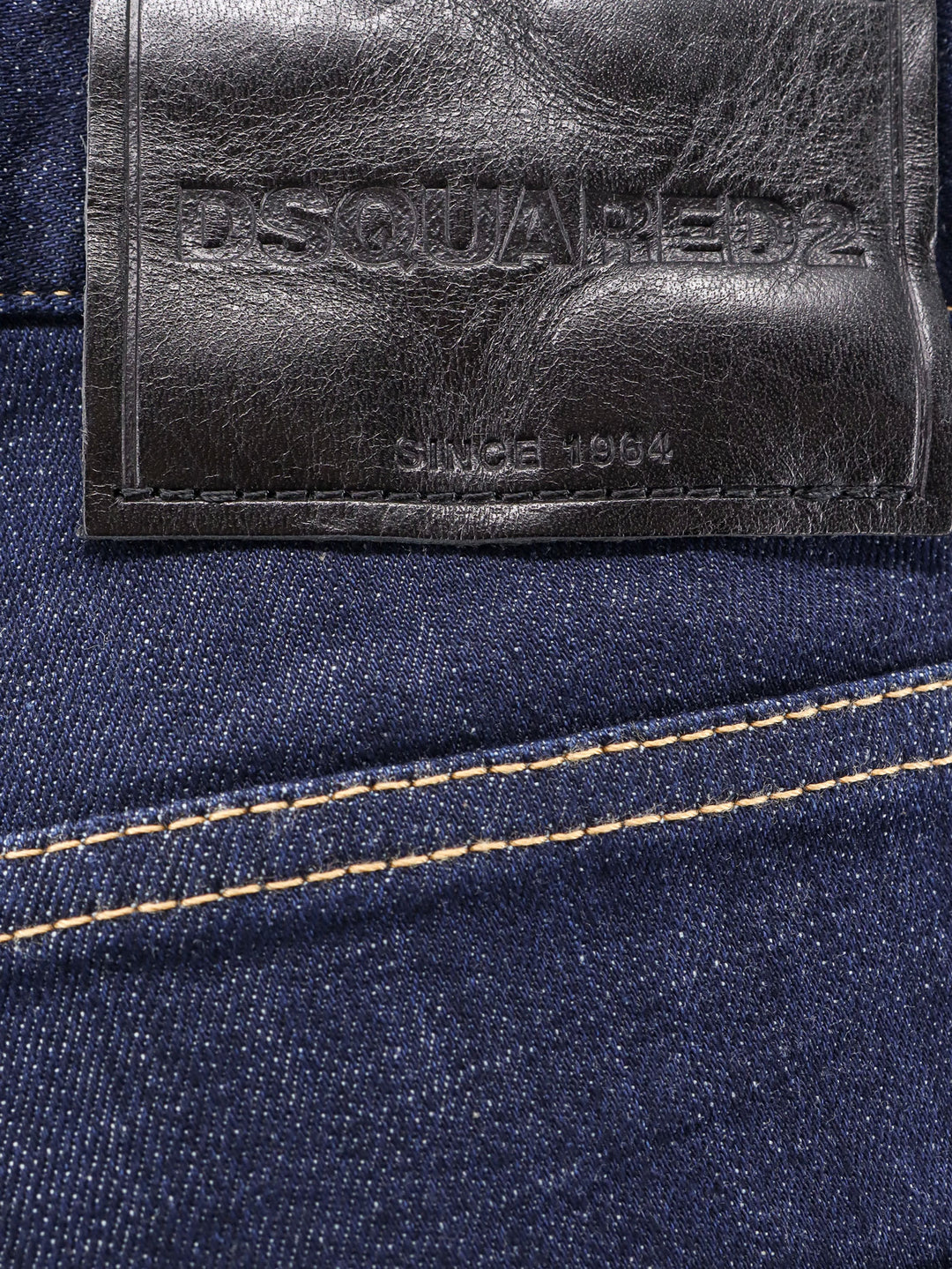 Cotton jeans with leather logo patch